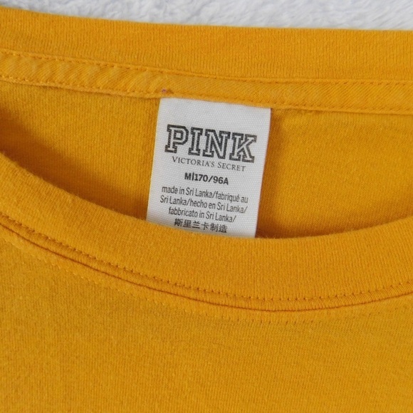 PINK Victoria's Secret Mustard‎ Yellow Long Sleeve Tee Size M - Picture 3 of 4